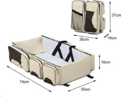 Merkloos Decopatent® Baby Bed - Luiertas - Reisbedje Voor Baby’s En Kleuters - Opvouwbare Reiswieg - Reisbed Met Matras - Reistas - Creme -Baby Kinderwagen Serie Winkel 1200x962