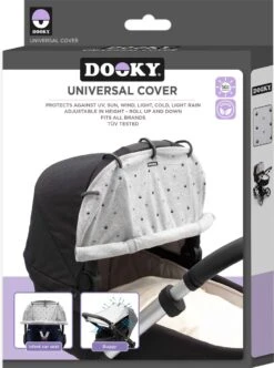 Dooky Universal Cover Zonnescherm Kinderwagen - Light Grey Crowns -Baby Kinderwagen Serie Winkel 893x1200