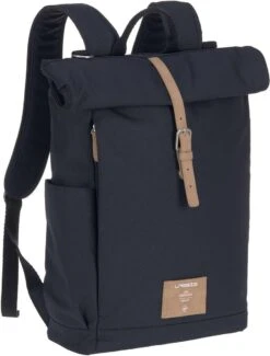 LÄSSIG Luiertas Rolltop Backpack Rugzak Incl Verschoningsmatje - Nacht Blauw