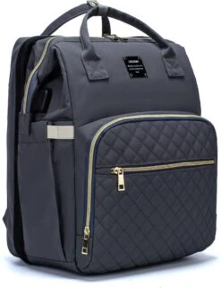 Luiertas - Multifuctioneel Luiertas 3 In 1 - Met Babybedje - Met Verschoningsmatje - Grijs - Met Usb - Met Verdikt Matras -Baby Kinderwagen Serie Winkel 923x1200 1