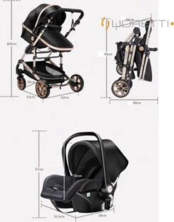 Merkloos Lioretti® Luxe Baby Buggy 3 In 1 | Baby Wagen | Kinderwagen Met Stoel En Wieg | Inklapbaar | Hoge Kwaliteit | Combi | Zwart -Baby Kinderwagen Serie Winkel 943x1200 3