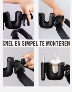 Merkloos Allernieuwste Universele Bekerhouder PLUS Telefoonhouder Voor Kinderwagen, Buggy En Fiets - Kinderwagen Accessoires - Combi 2-in-1 - ZWART -Baby Kinderwagen Serie Winkel 945x1200 2