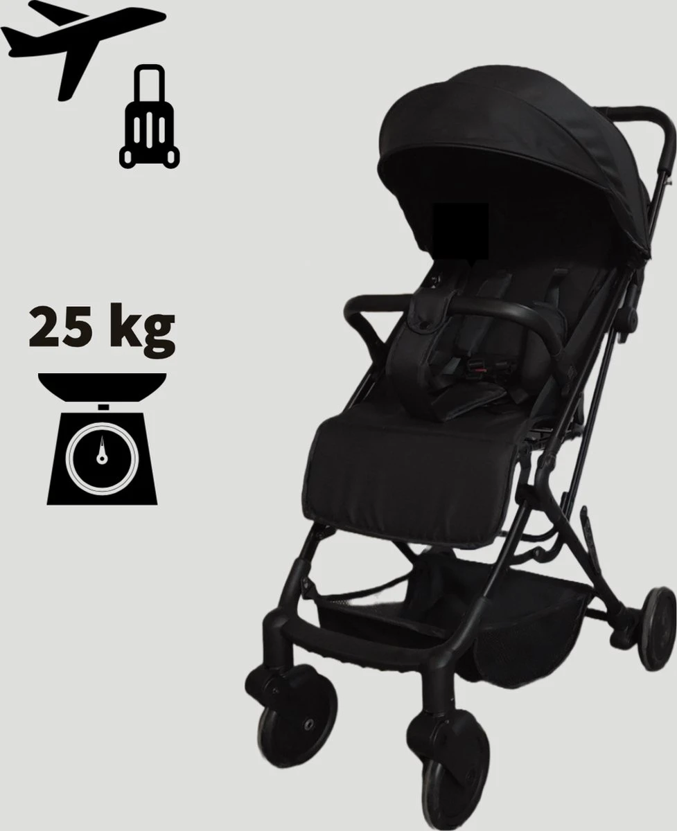 WOOSH New Buggy - Zwart - One Hand Folding - 3 Slaapstanden - Wandelwagen Tot 25 Kg - Regenhoes - Bekerhouder - Muggennet 9 WOOSH New Buggy - Zwart - One Hand Folding - 3 Slaapstanden - Wandelwagen Tot 25 Kg - Regenhoes - Bekerhouder - Muggennet - Afbeelding 9